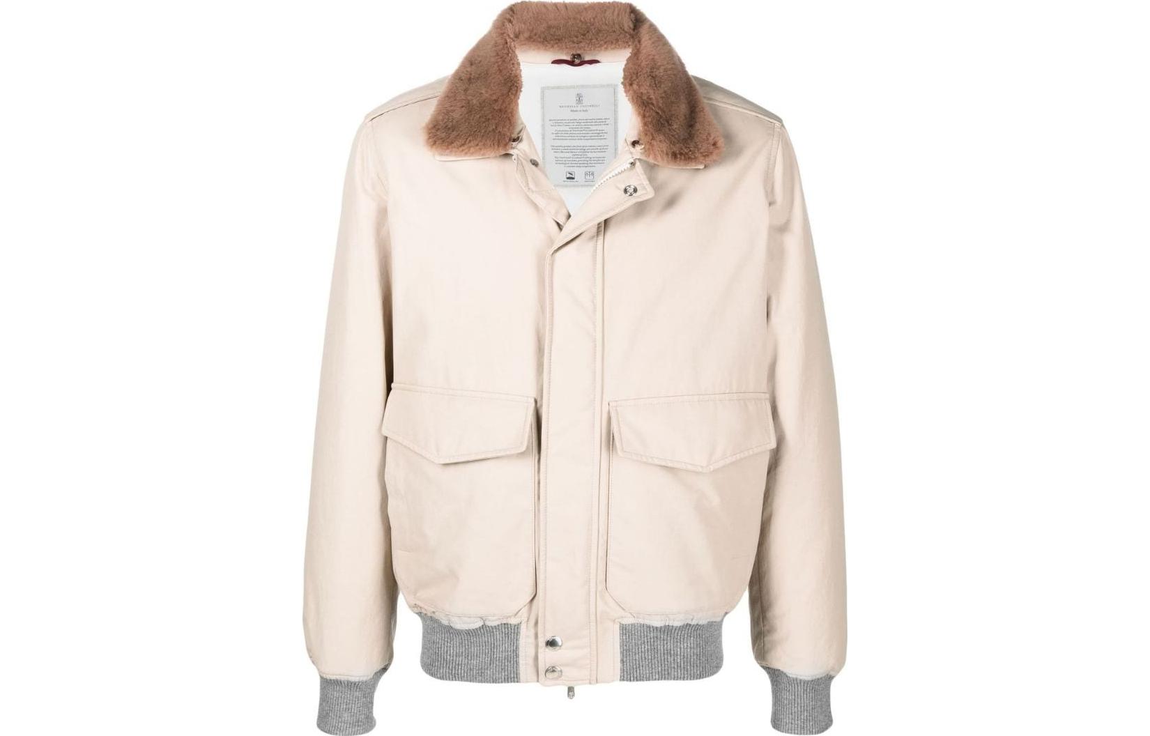 Brunello Cucinelli SS23 Zip-Up Patchwork Jacket Light Beige MQ4206476-CFL20