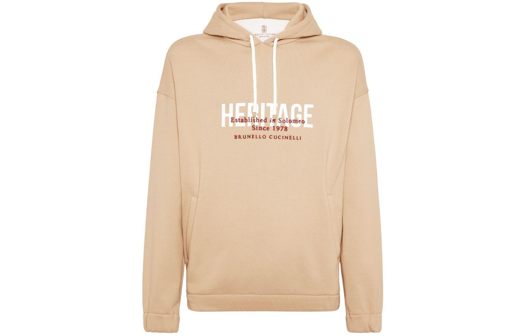 Brunello Cucinelli SS24  Beige Hoodie with Letter Print. MW8369028G-CAK24