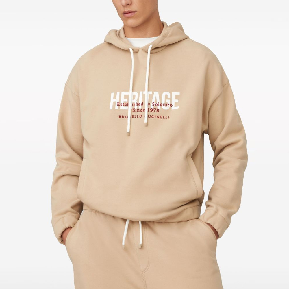 Lookbook Brunello Cucinelli SS24 米色字母印花連帽上衣 MW8369028G-CAK24
