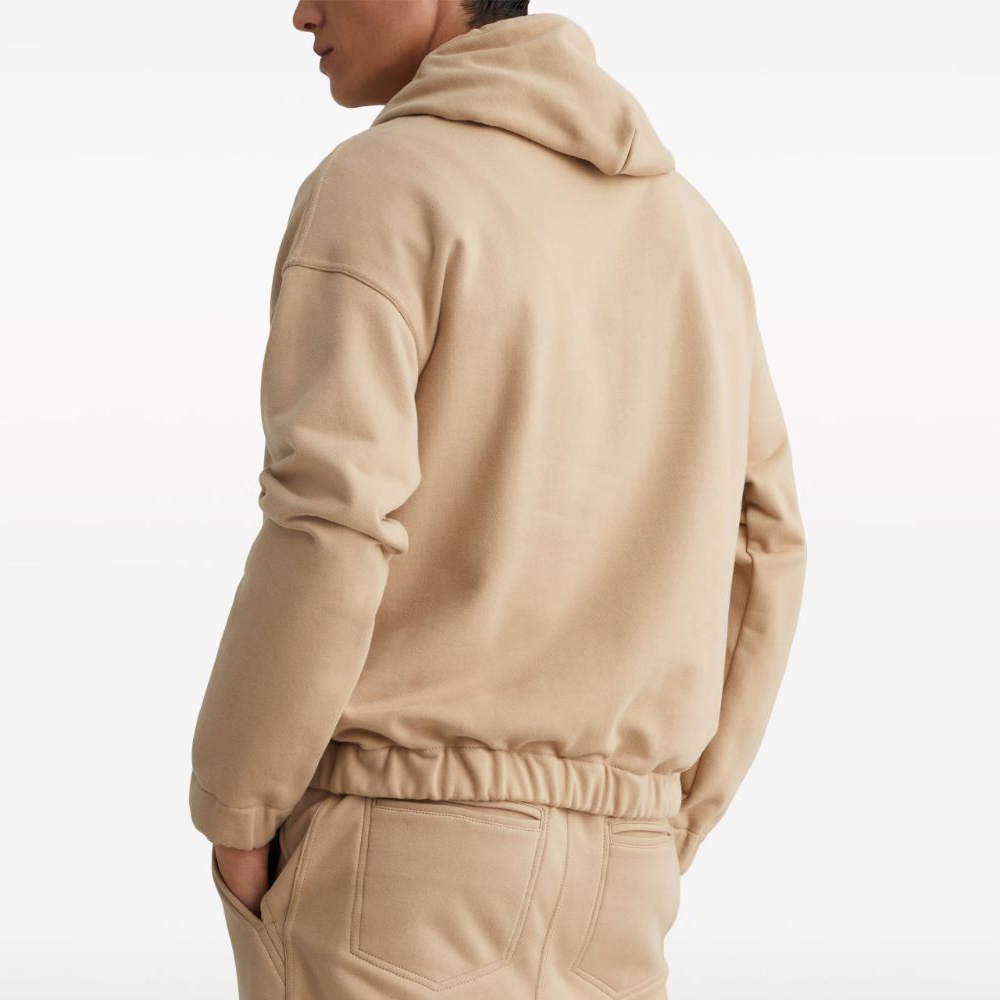 Shop Brunello Cucinelli SS24 米色字母印花連帽上衣 MW8369028G-CAK24