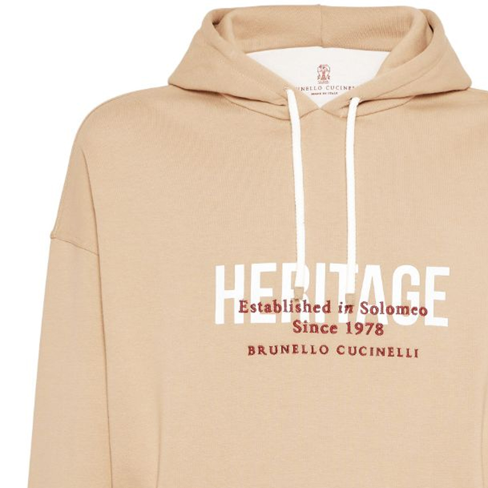 Sizing Brunello Cucinelli SS24 米色字母印花連帽上衣 MW8369028G-CAK24