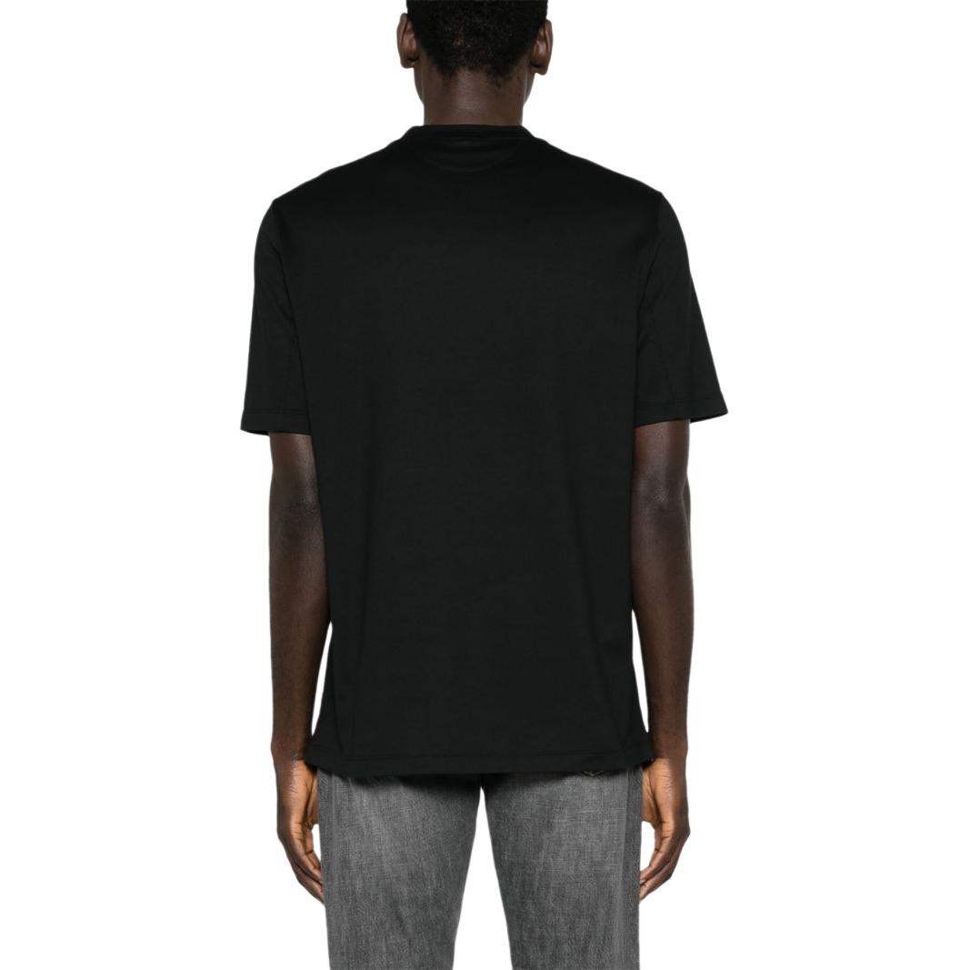 Shop Brunello Cucinelli SS24 黑色圓領印花Logo短袖上衣 M0B138433-CEB16