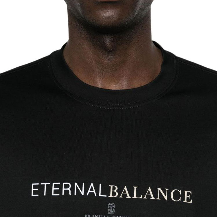 Details for Brunello Cucinelli SS24 黑色圓領印花Logo短袖上衣 M0B138433-CEB16