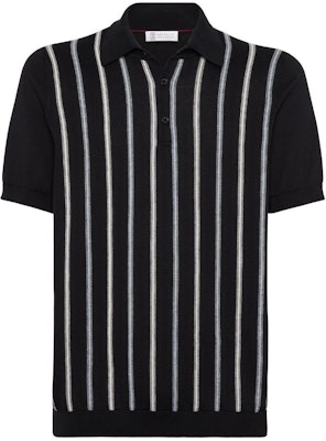 Brunello Cucinelli SS24 黑色條紋珠飾短袖Polo衫 M29804905-CUC27 Buy Brunello Cucinelli SS24 黑色條紋珠飾短袖Polo衫 M29804905-CUC27