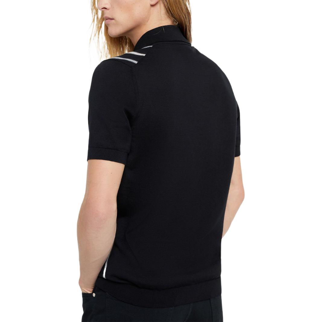 Shop Brunello Cucinelli SS24 黑色條紋珠飾短袖Polo衫 M29804905-CUC27