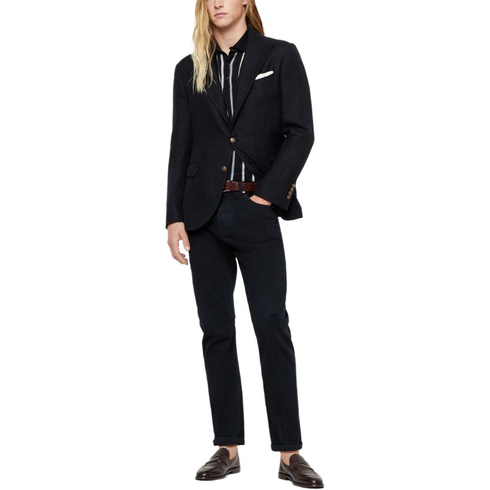 Purchase Brunello Cucinelli SS24 黑色條紋珠飾短袖Polo衫 M29804905-CUC27