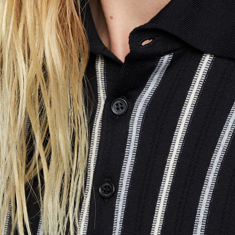 Details for Brunello Cucinelli SS24 黑色條紋珠飾短袖Polo衫 M29804905-CUC27