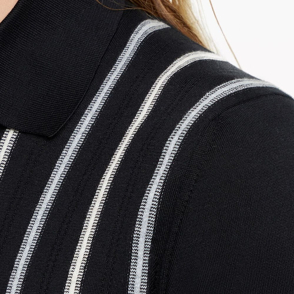 Sizing Brunello Cucinelli SS24 黑色條紋珠飾短袖Polo衫 M29804905-CUC27