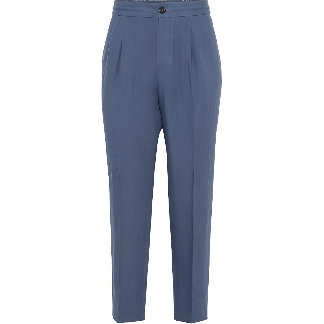 Brunello Cucinelli SS24  Blue Mid-Rise Straight-Leg Casual Pants. MP420E1620-C280