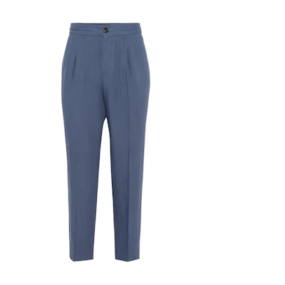 Brunello Cucinelli SS24 Blue Mid-Rise Straight-Leg Casual Pants. MP420E1620-C280