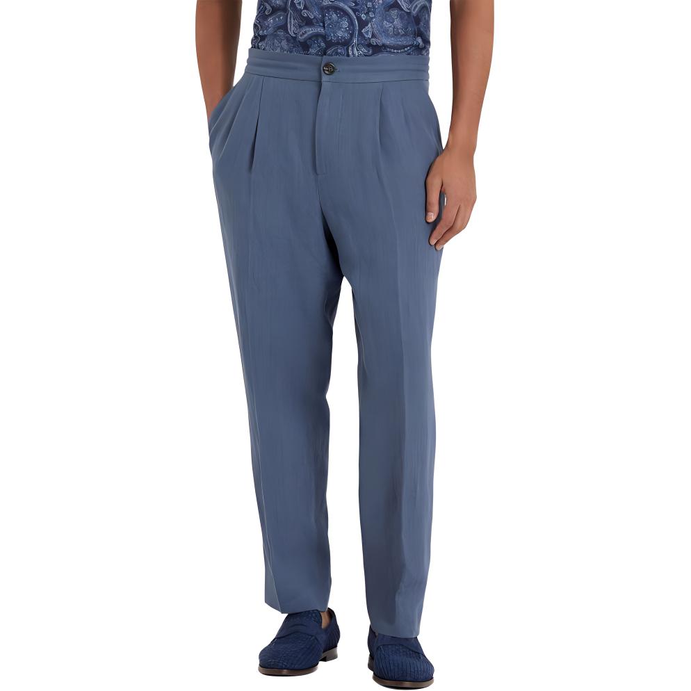 Shop Brunello Cucinelli SS24 藍色中腰直筒休閒長褲。 MP420E1620-C280