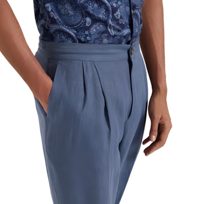 Brunello Cucinelli SS24 藍色中腰直筒休閒長褲。 MP420E1620-C280 Details for Brunello Cucinelli SS24 藍色中腰直筒休閒長褲。 MP420E1620-C280