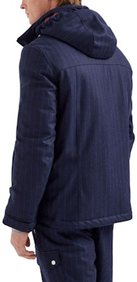 Brunello Cucinelli SS24 藍色條紋印花拉鍊羽絨外套 M208MKG05-C010 Shop Brunello Cucinelli SS24 藍色條紋印花拉鍊羽絨外套 M208MKG05-C010