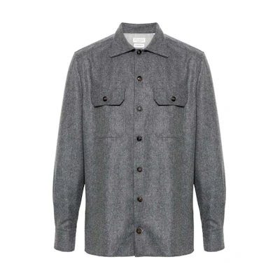 Brunello Cucinelli SS24 Gray Single-Breasted Long-Sleeve Shirt. M038P0720-C003