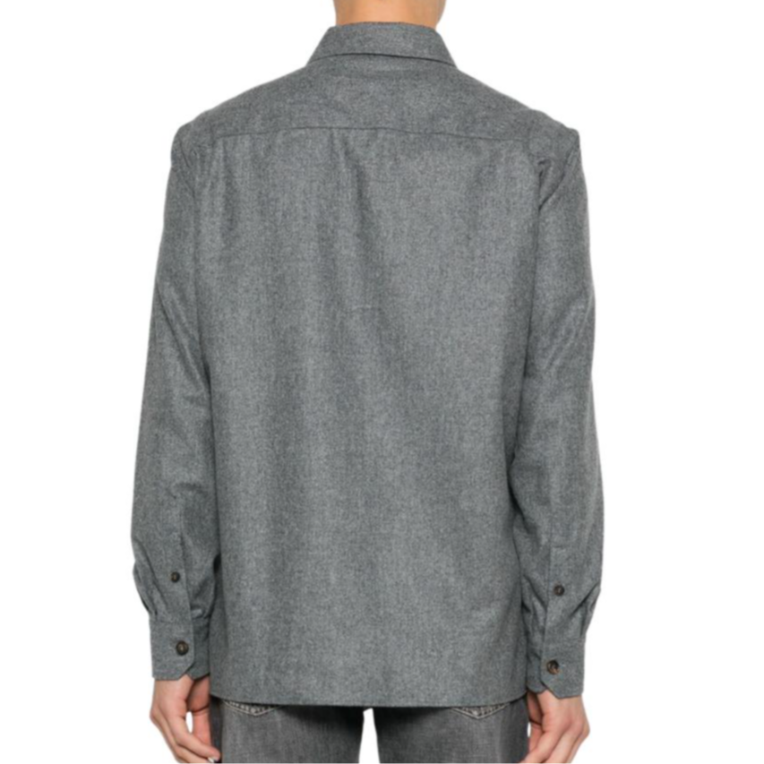 Shop Brunello Cucinelli SS24 Kemeja Abu-Abu Lengan Panjang Single-Breasted. M038P0720-C003