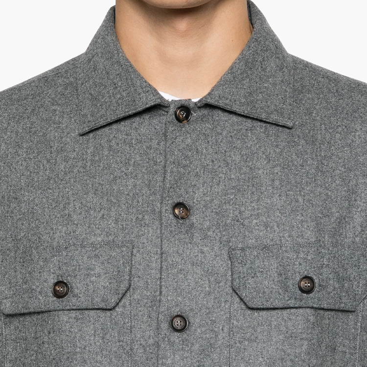 Details for Brunello Cucinelli SS24 Kemeja Abu-Abu Lengan Panjang Single-Breasted. M038P0720-C003