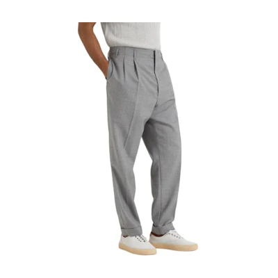 Brunello Cucinelli SS24 Grey Loose-Fit Casual Pants with Zip Pockets. MP407S2450-C00I