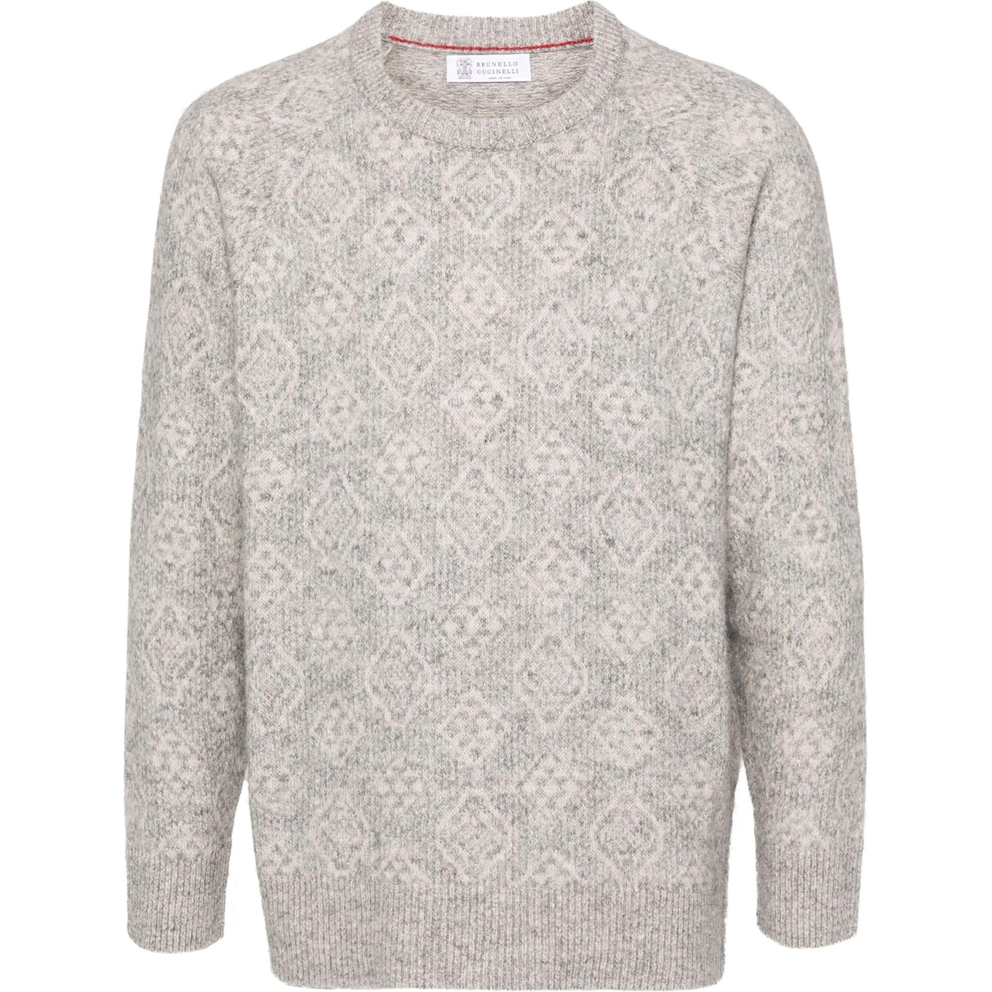 Brunello Cucinelli SS24  Grey Patterned Knit Crewneck Sweater - Long Sleeve. MSO708500-CEW58 圖 2