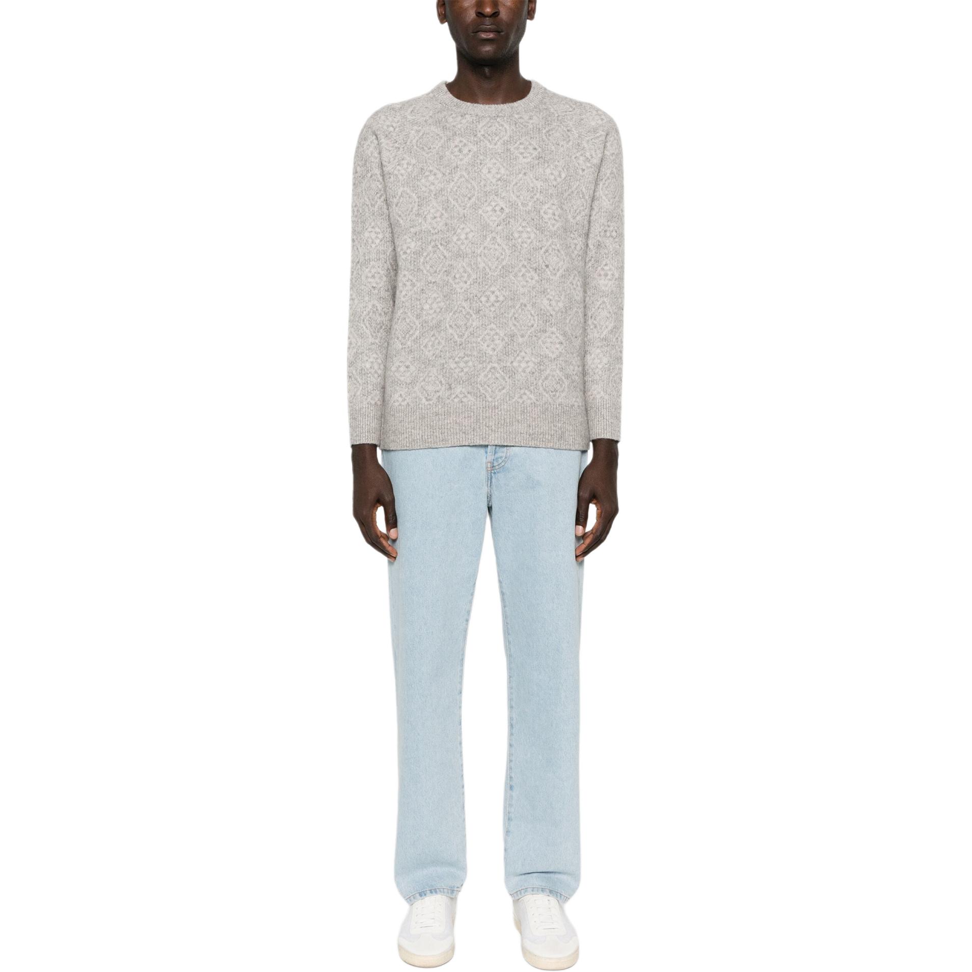 Brunello Cucinelli SS24  Grey Patterned Knit Crewneck Sweater - Long Sleeve. MSO708500-CEW58 圖 3