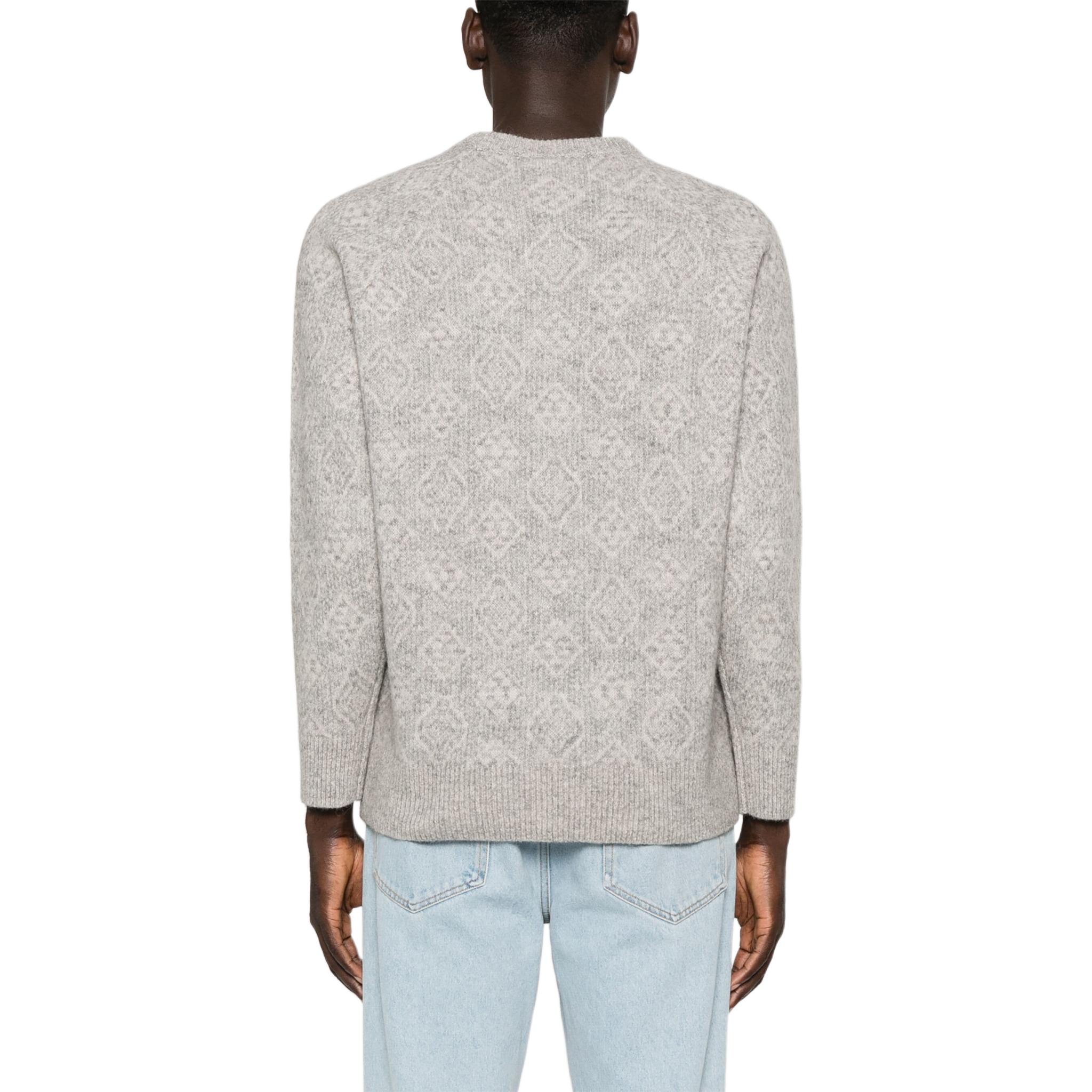 Brunello Cucinelli SS24  Grey Patterned Knit Crewneck Sweater - Long Sleeve. MSO708500-CEW58 圖 4