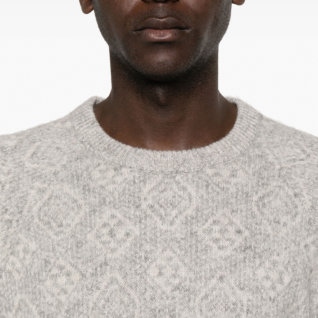 Brunello Cucinelli SS24  Grey Patterned Knit Crewneck Sweater - Long Sleeve. MSO708500-CEW58 圖 6