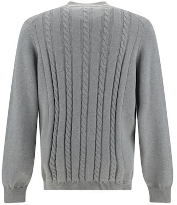 Brunello Cucinelli SS24 灰色純色徽標單排釦針織開衫. M28707906T-CMK65 Lookbook Brunello Cucinelli SS24 灰色純色徽標單排釦針織開衫. M28707906T-CMK65