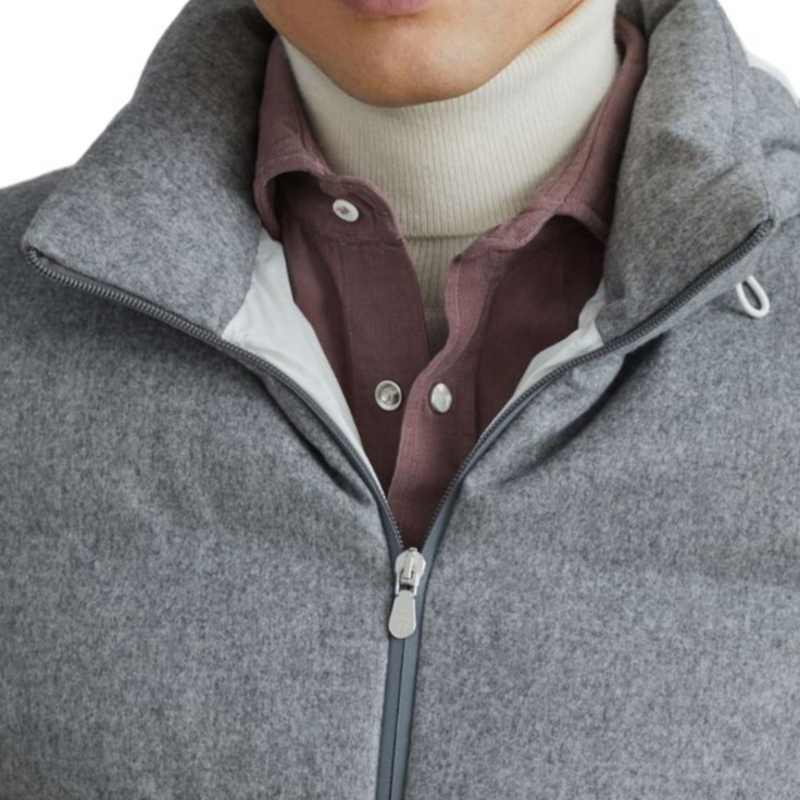 Details for Brunello Cucinelli SS24 灰色連帽羽絨拉鍊外套 MQ4631826C-DH81