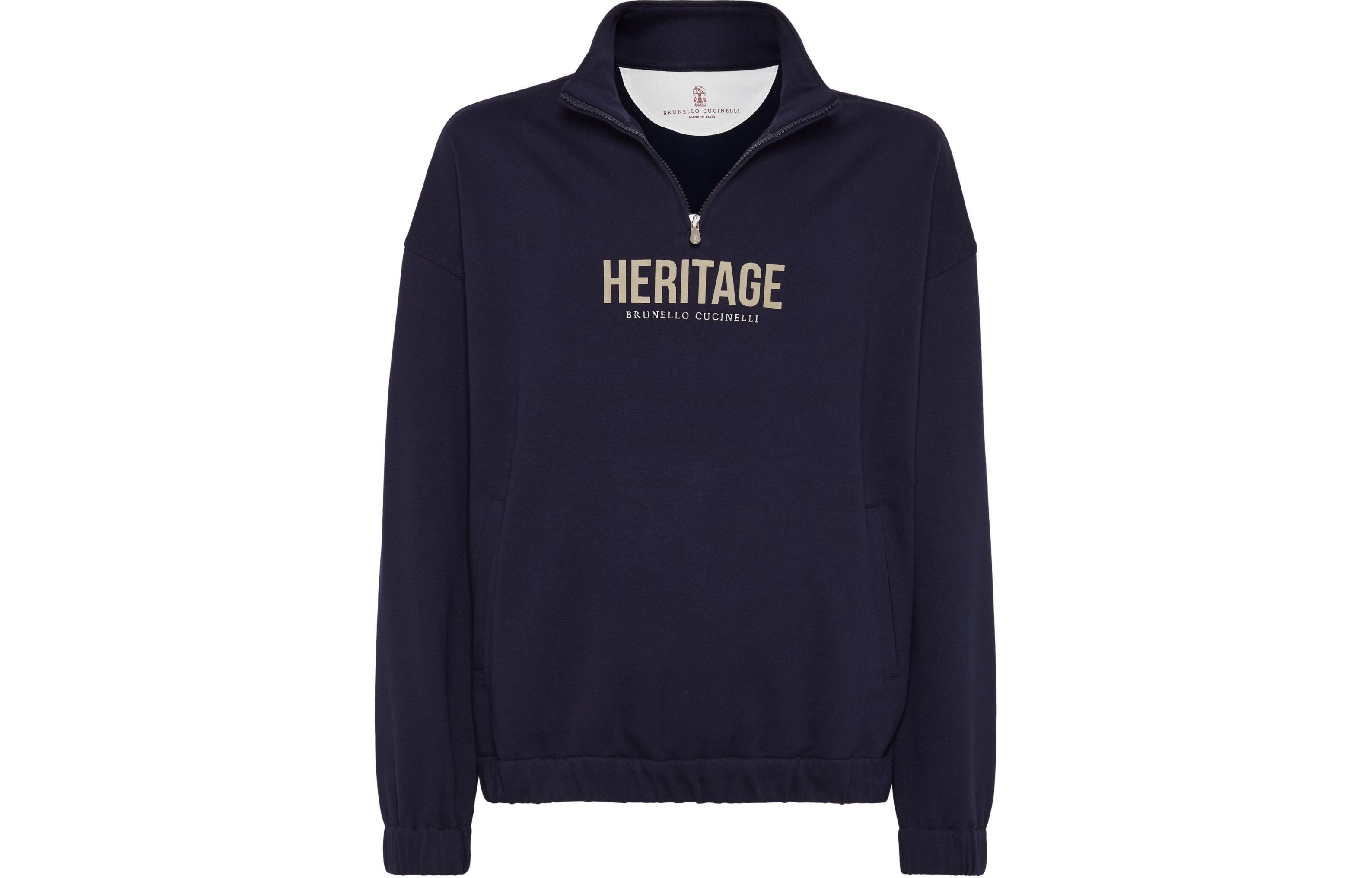 Brunello Cucinelli SS24  Half-Zip Pullover Sweatshirt Midnight Blue MW8369034G-CDR61