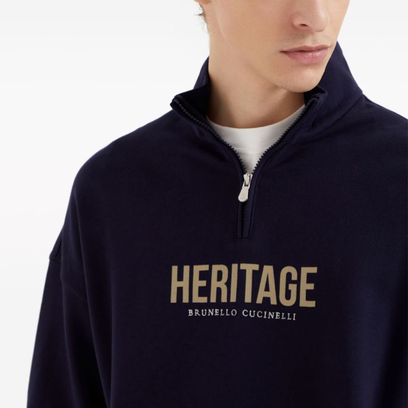 Details for 布鲁内洛·库奇内利 SS24 半拉链连帽衫 午夜蓝 MW8369034G-CDR61