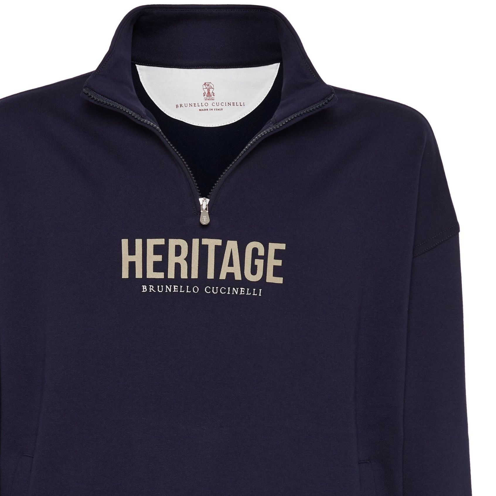 Sizing 布鲁内洛·库奇内利 SS24 半拉链连帽衫 午夜蓝 MW8369034G-CDR61