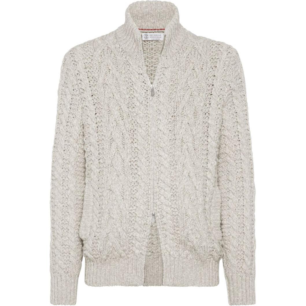 Order Brunello Cucinelli SS24 象牙色高領長袖針織毛衣 M26301106-C4145