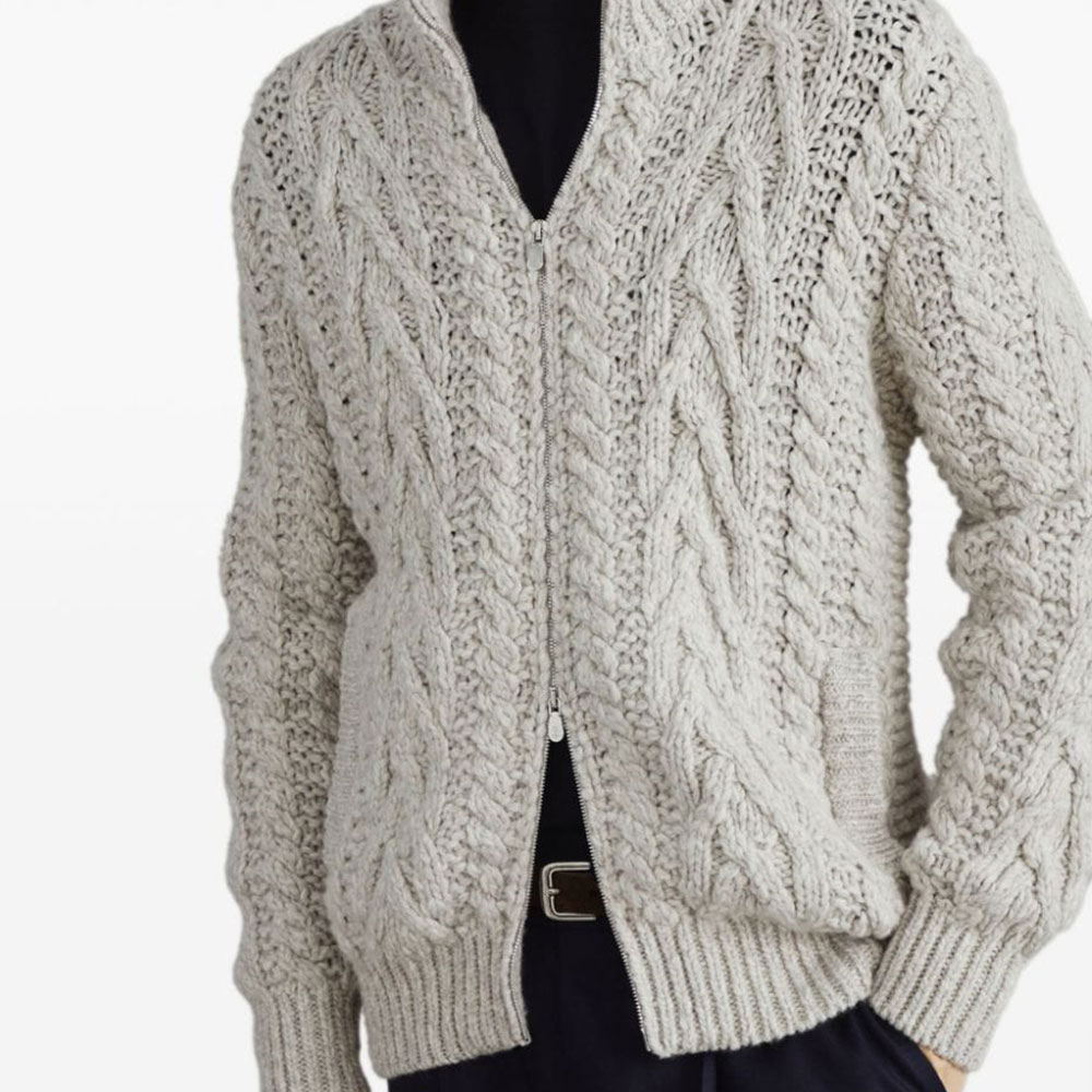 Sizing Brunello Cucinelli SS24 象牙色高領長袖針織毛衣 M26301106-C4145