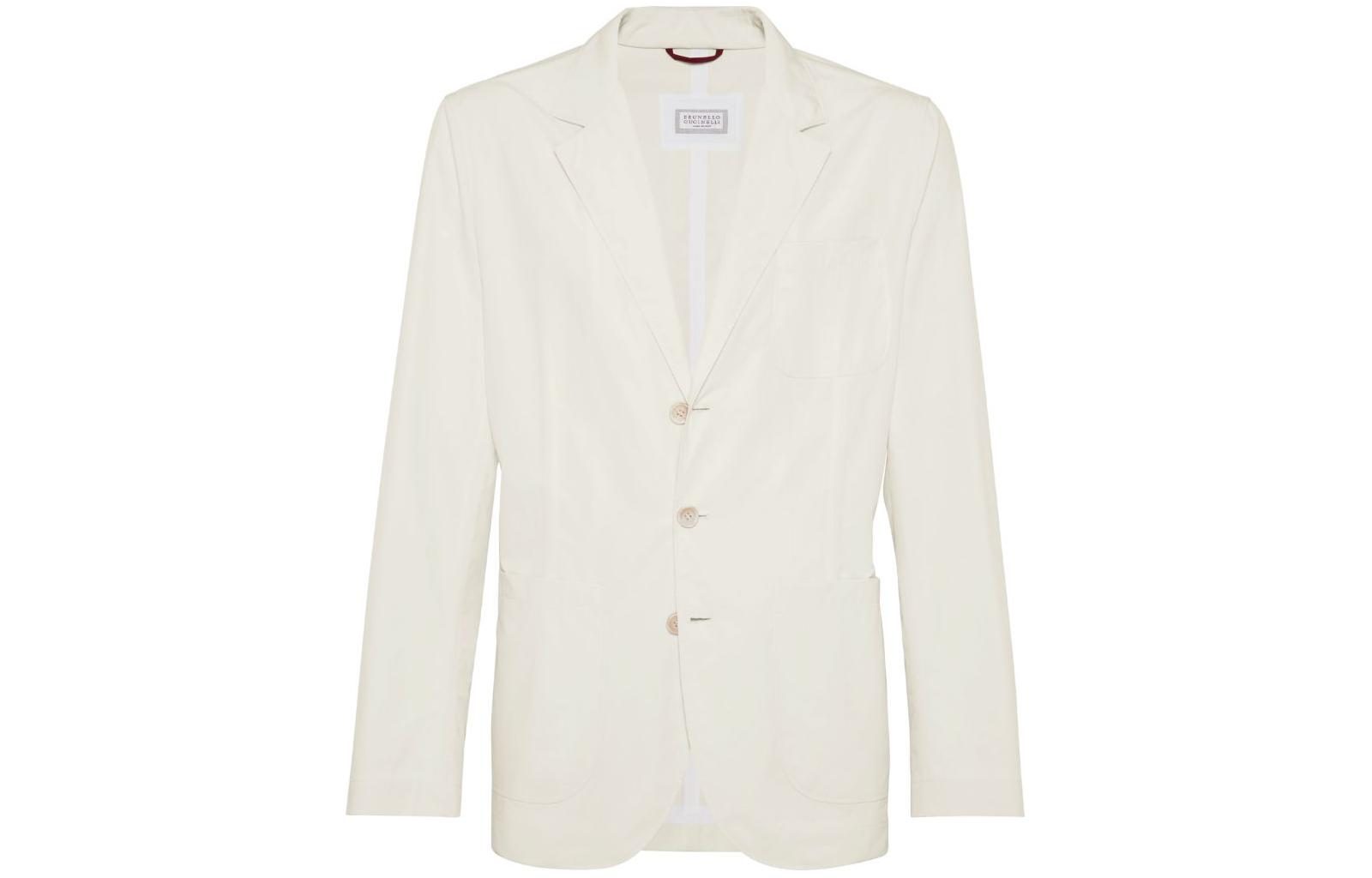 Order Brunello Cucinelli SS24 象牙色單排扣西裝外套。 MD4796165-CZG89