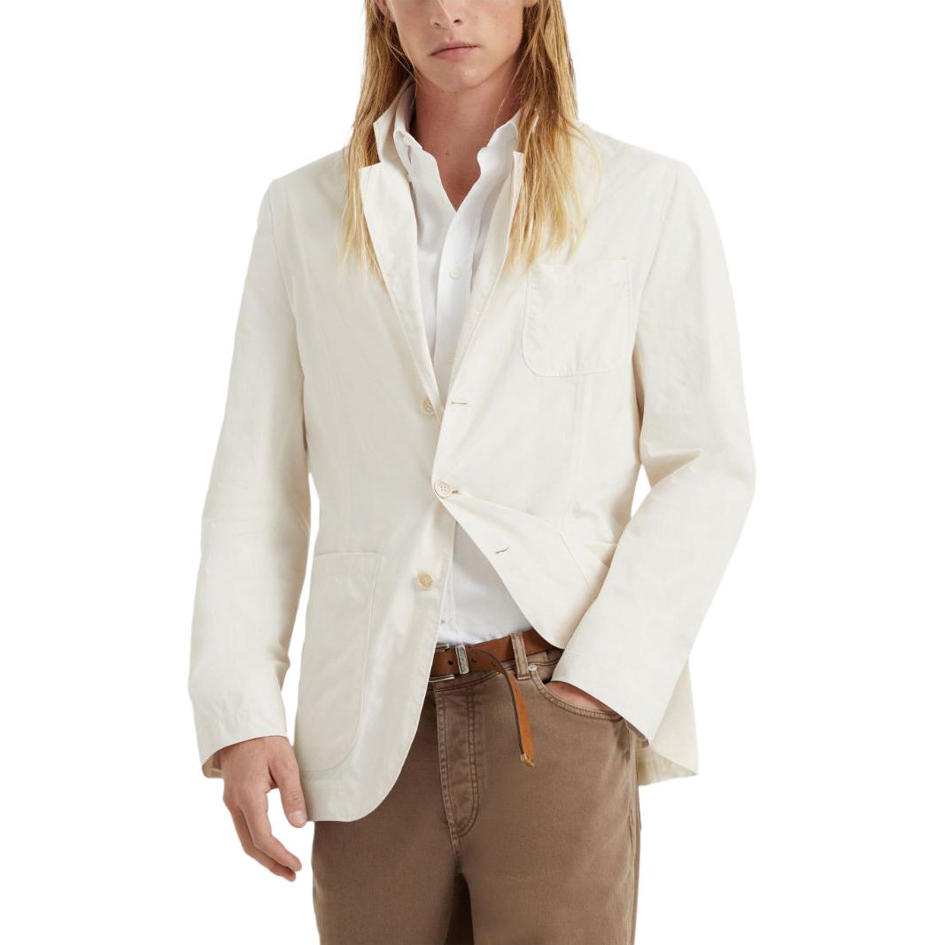 Purchase Brunello Cucinelli SS24 象牙色單排扣西裝外套。 MD4796165-CZG89