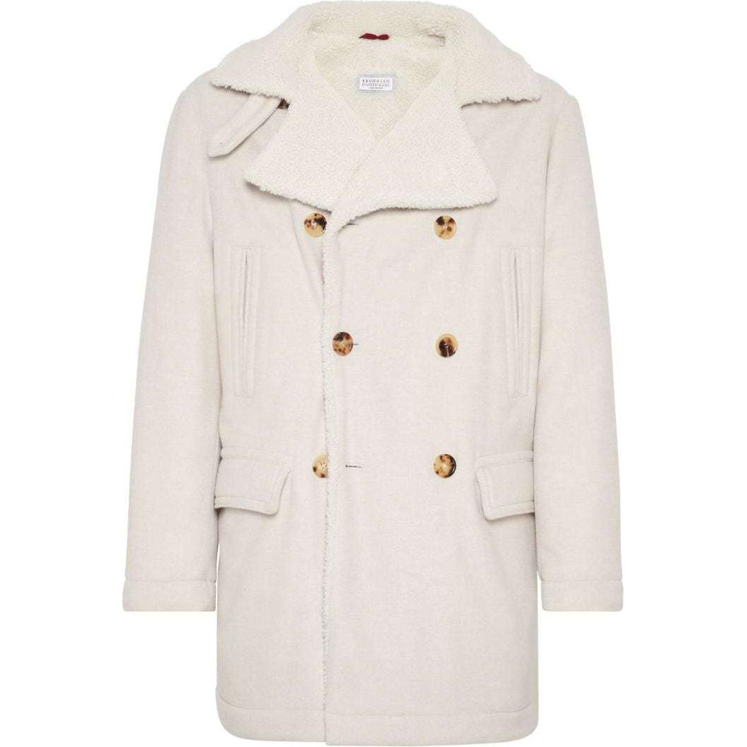 Brunello Cucinelli SS24  Light Beige Double-Breasted Leather Jacket. MT4976345-CTC72