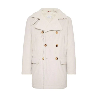 Brunello Cucinelli SS24 Light Beige Double-Breasted Leather Jacket. MT4976345-CTC72