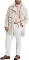 Lookbook Brunello Cucinelli SS24 淺米色雙排扣皮革夾克。 MT4976345-CTC72