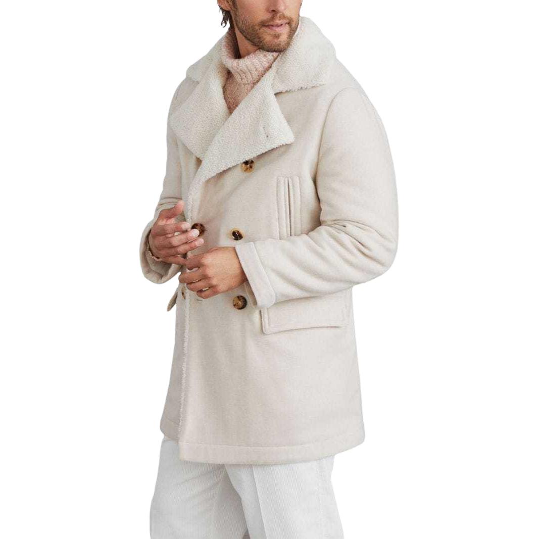 Purchase Brunello Cucinelli SS24 淺米色雙排扣皮革夾克。 MT4976345-CTC72