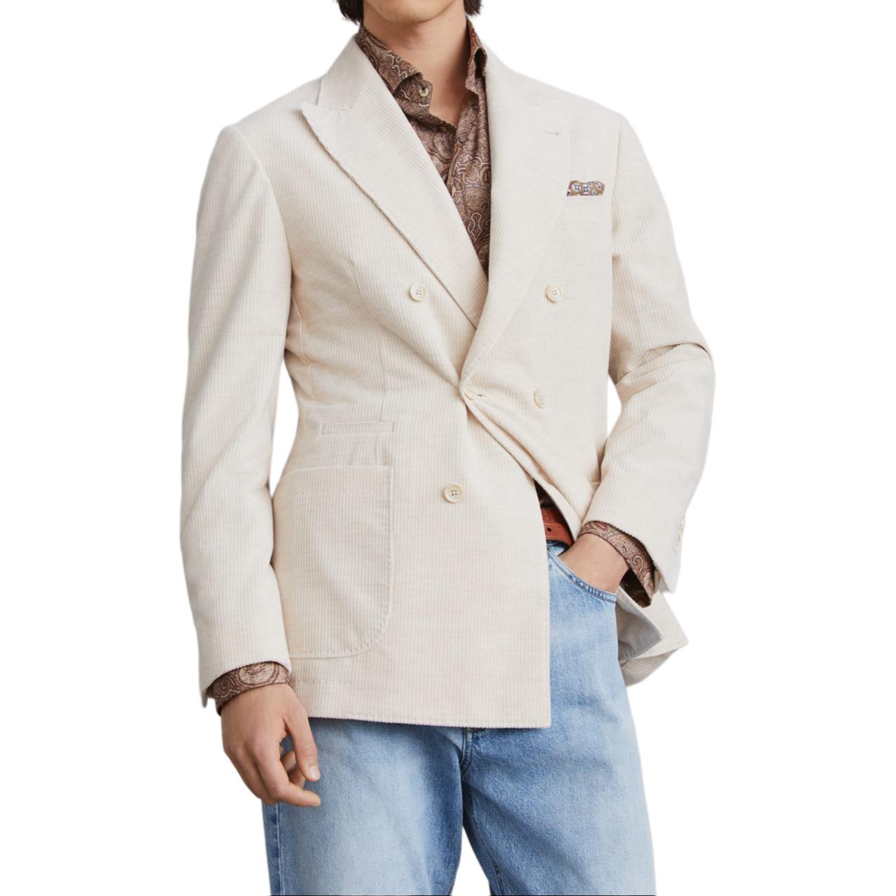 Lookbook 布鲁内洛·库奇内利 SS24 浅驼色双排扣西装外套夹克 242MY4767BBD-C003