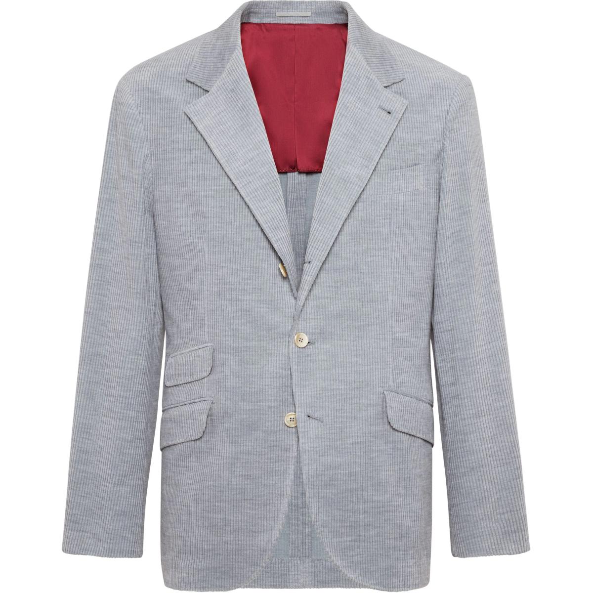 Order Brunello Cucinelli SS24 浅灰色休闲单排扣西装外套。 MY4767BWD-C021