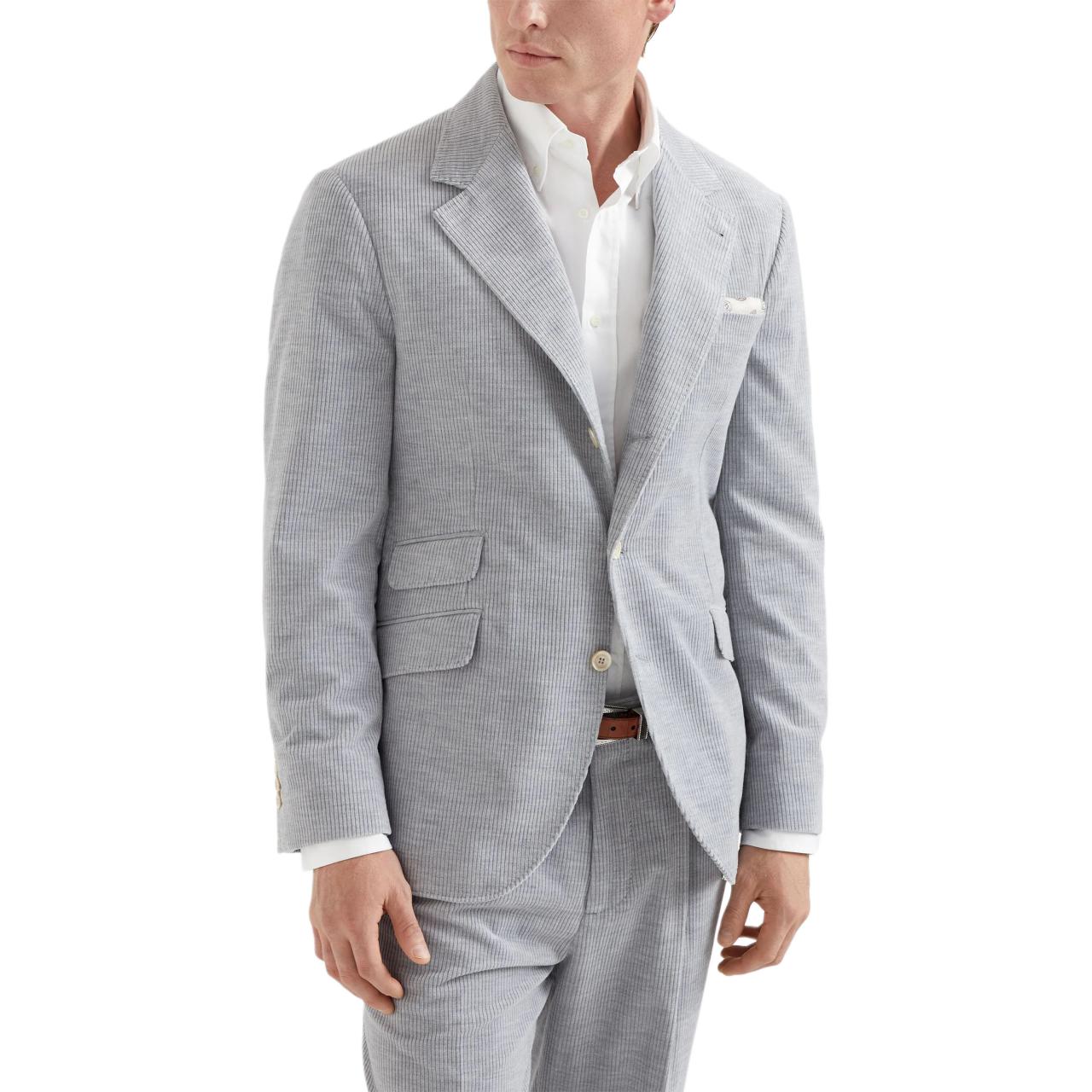 Purchase Brunello Cucinelli SS24 浅灰色休闲单排扣西装外套。 MY4767BWD-C021