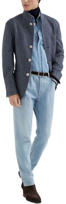 Brunello Cucinelli SS24 Chaqueta Azul Marino Impermeable de Herringbone Casual MY4436265C131 Lookbook Brunello Cucinelli SS24 Chaqueta Azul Marino Impermeable de Herringbone Casual MY4436265C131