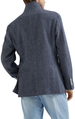 Brunello Cucinelli SS24 Chaqueta Azul Marino Impermeable de Herringbone Casual MY4436265C131 Details for Brunello Cucinelli SS24 Chaqueta Azul Marino Impermeable de Herringbone Casual MY4436265C131