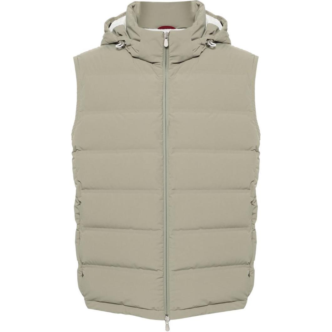 Brunello Cucinelli SS24  Olive Green Sleeveless Detachable Hood Down Vest MM4911995-CUX55