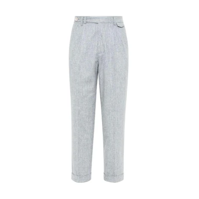 Brunello Cucinelli SS24 Pleated Belted Straight-Leg Trousers Grey M038PE1920-C511