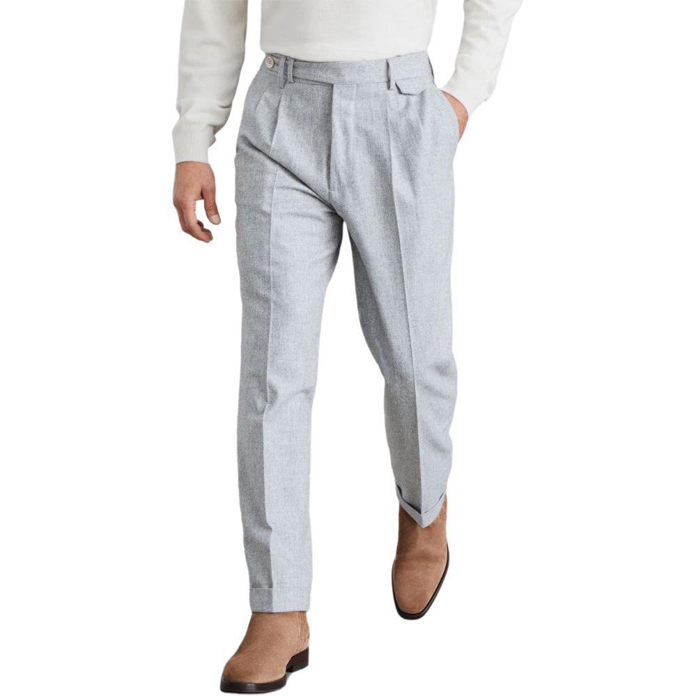 Lookbook Brunello Cucinelli SS24 灰色直筒褲百褶腰帶長褲 M038PE1920-C511