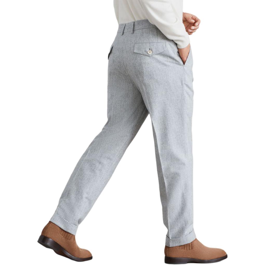 Shop Brunello Cucinelli SS24 灰色直筒褲百褶腰帶長褲 M038PE1920-C511