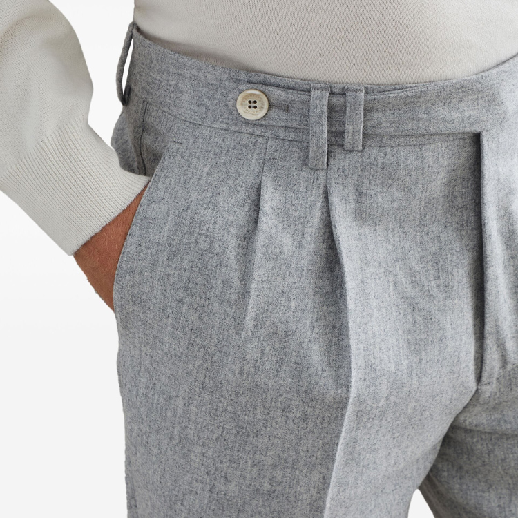 Details for Brunello Cucinelli SS24 灰色直筒褲百褶腰帶長褲 M038PE1920-C511