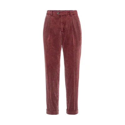 Brunello Cucinelli SS24 Red Corduroy Tapered Casual Pants. M280DE1450-C6324