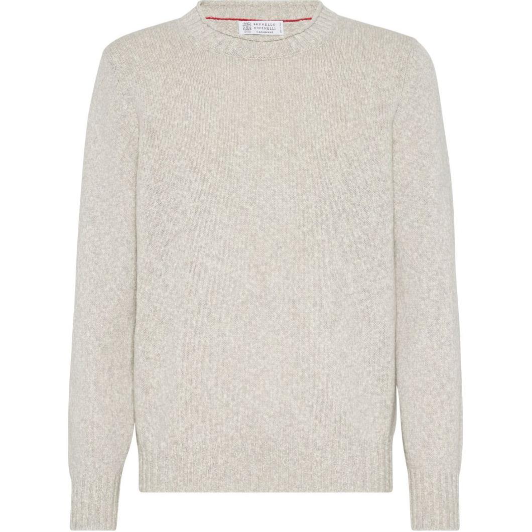 Brunello Cucinelli SS24  Ribbed Crewneck Sweater in Light Beige. M26504700-C4145